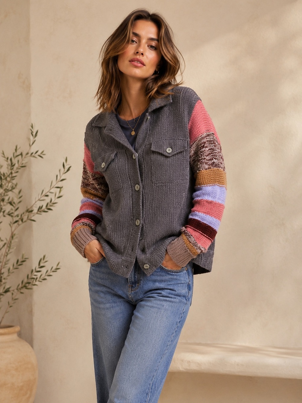 ShopEvelynne Multicolor Patchwork Cardigan
